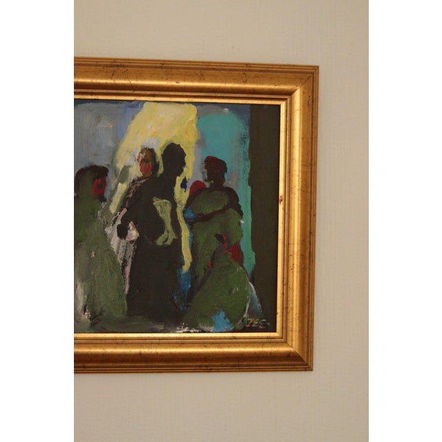 H. Zee, Conversation, 1950s, Oil on Canvas, Framed For Sale - Image 10 of 13