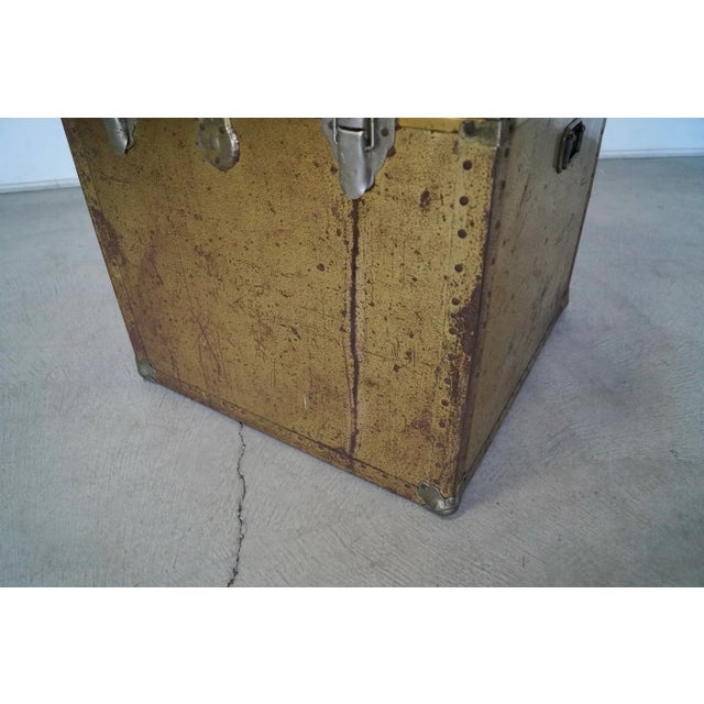 1960's Hollywood Regency Patinated Brass Campaign Cube Trunk For Sale - Image 12 of 13