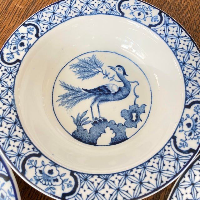Antique Blue and White Berry/Fruit Bowls by Wood & Sons Made in England "Yuan" Pattern Set of 4 For Sale In Sacramento - Image 6 of 10
