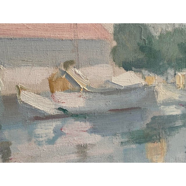 Vintage 1964 Vicente Ferrer Guasch Ibiza Port Oil Painting – Vincent Price Sears Collection Provenance For Sale - Image 4 of 16