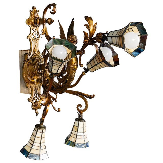 Vintage Bronze Wall Lamp For Sale