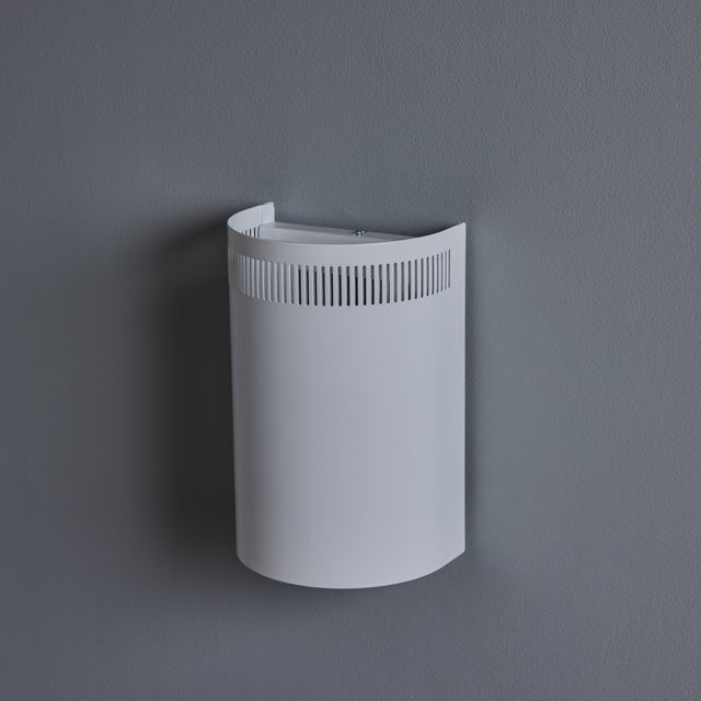 1960s Model #5390 White Perforated Metal Wall Lights for Orno Finland For Sale - Image 17 of 18