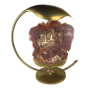 Henri Fernandez Brass and Agate Table Lamp, France, 1970s