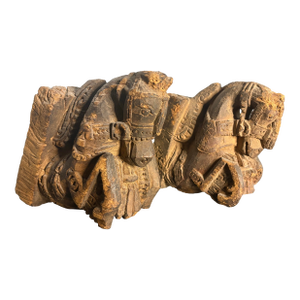 Pair of 19th Century Hand Carved Wooden Horse Corbels
