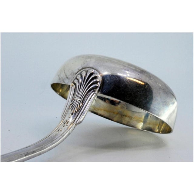 Metal Silver Soup Ladle with Aligned Grooves For Sale - Image 7 of 9