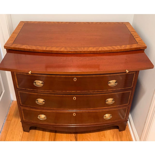 Traditional Baker Four Drawer Georgian Style Bowfront Chest For Sale - Image 3 of 12