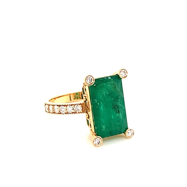 Natural Emerald Diamond Ring 14k Gold 4.37 TCW GIA Certified For Sale - Image 12 of 15