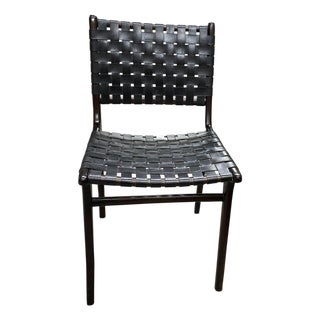 Andrianna Shamaris Modern Chair Series Single Backed Leather Woven Chair For Sale