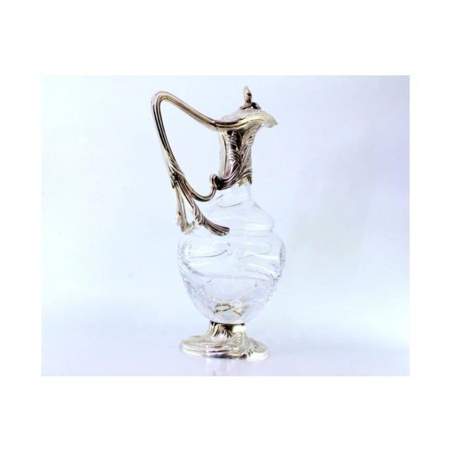 Silver Wine Jug in Cut Glass For Sale - Image 3 of 9