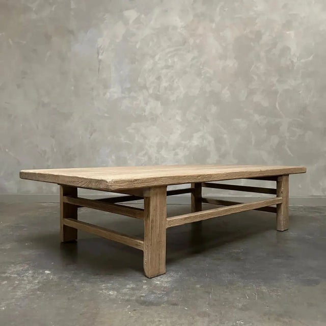 Traditional Custom Reclaimed Elm Wood Coffee Table For Sale - Image 3 of 8