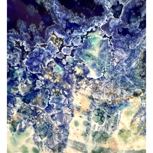 Blue Circa 1995 Unknown Visionary Artist Contemporary Brutalist Abstract Polychrome Ceramic Plate For Sale - Image 8 of 12