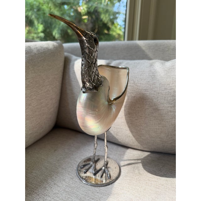 A stunning example of Italian decorative artistry from the 1970s, this sculptural shorebird features a luminous,...