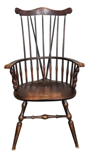 Early 20th Century Fan Back With Brace Back Windsor Arm Chair Benchmade