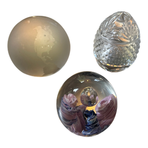 Pair of Vintage Glass Paperweights