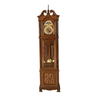 1970s Dragon German Moonface Grandfather Clock For Sale