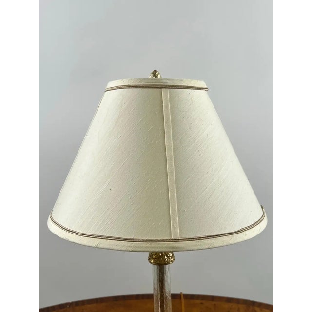 Vintage Empire Style Brass Fluted Crystal Column Table Lamp 1970's , a Pair For Sale - Image 9 of 11