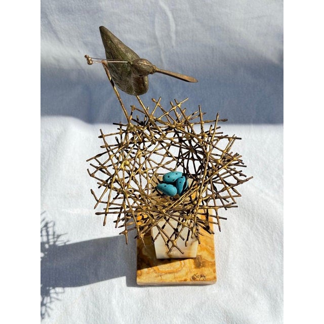 Bronze Curtis Jere Mid Century Sandpiper With Nest Sculpture For Sale - Image 8 of 12
