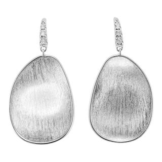 Marco Bicego Lunaria 18k White Gold 0.05ctw Diamond Petal Drop Dangle Earrings, A Pair For Sale