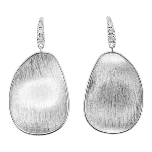 Marco Bicego Lunaria 18k White Gold 0.05ctw Diamond Petal Drop Dangle Earrings, A Pair