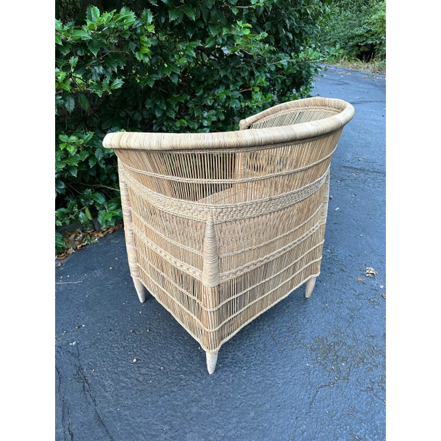 2010s Raw Wicker Horseshoe Chair For Sale - Image 5 of 11