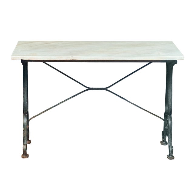 Early 20th Century French Rectangular Bistro Table With Marble Top and Cast Iron Base For Sale - Image 5 of 13