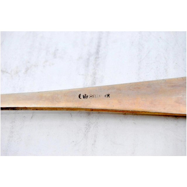 Metal Silver Sauce Ladle with Plant Engravings on the Handle For Sale - Image 7 of 9