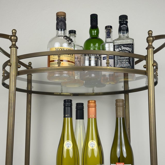 Vintage French Brass Bar Cart, 1950s For Sale - Image 15 of 18