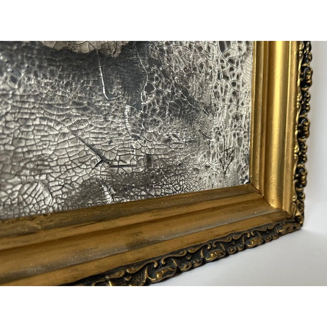 2020s "Rhino" Black Abstract Art in Antique Frame, Black Textured Transitional Wall Art by JTS For Sale - Image 5 of 11