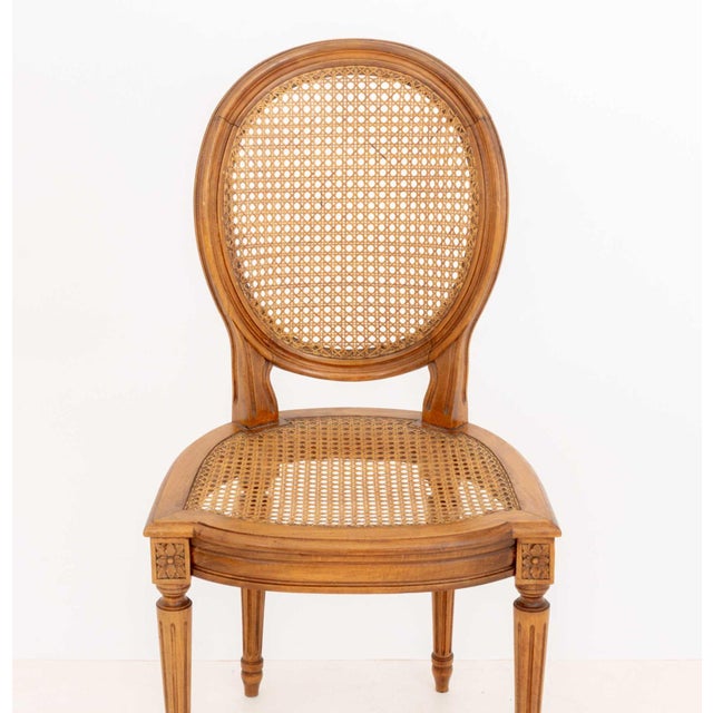 Set of Six Louis XVI Style Cane-Paneled Walnut Dining Chairs For Sale - Image 10 of 13