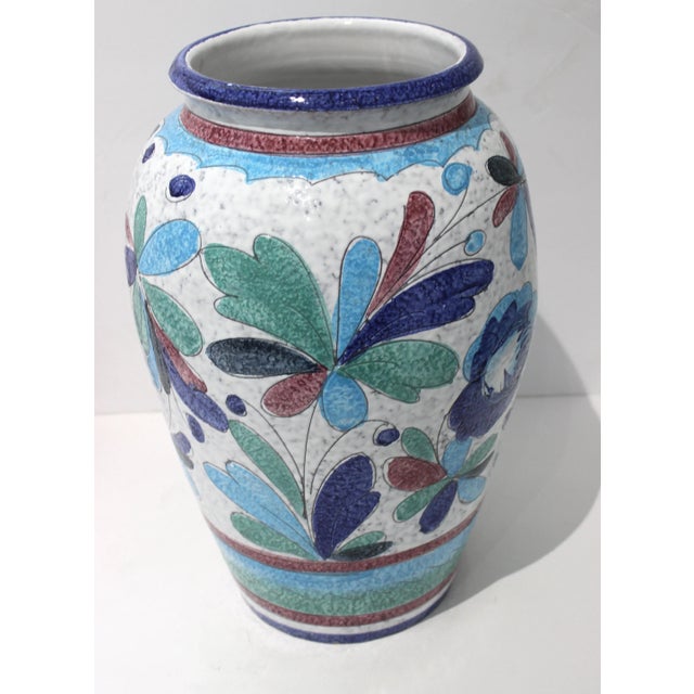 1970s Artisan Italian Terra Cotta Majolica Painted Urn For Sale - Image 10 of 10