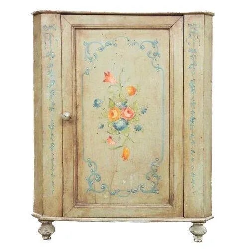 Antique Europe Provincial Floral Corner Cabinet For Sale - Image 4 of 5