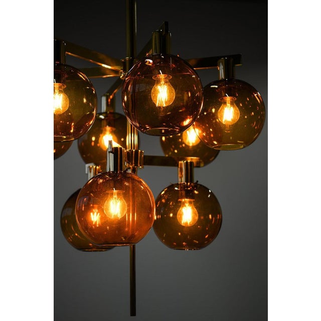 Ceiling Lamp in Brass and Amber Glass by Hans-Agne Jakobsson, 1950s For Sale - Image 8 of 11