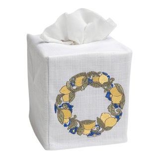 French Country Lemon Wreath Tissue Box Cover For Sale