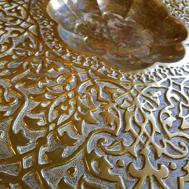 Wood Mid 20th Century Custom Mid-Century Modern Table With Antique Brass Insert For Sale - Image 7 of 8