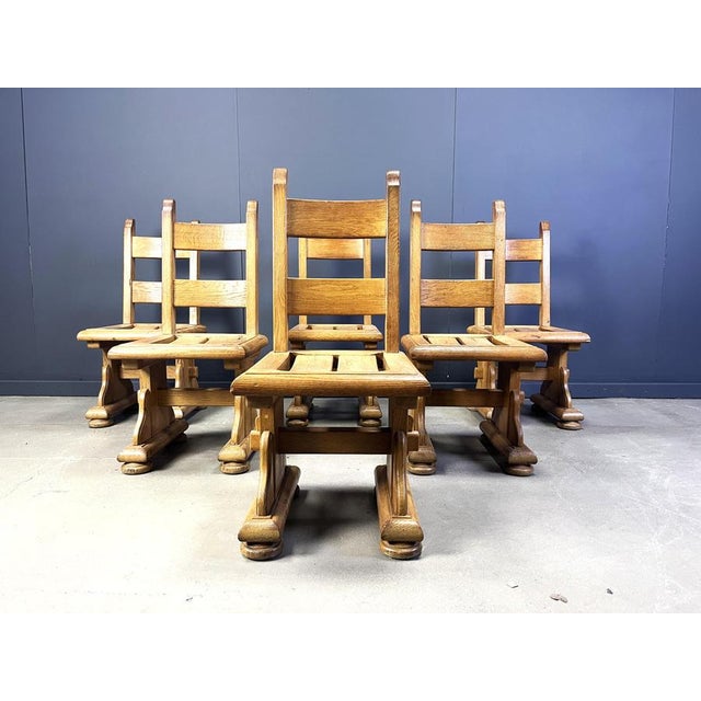 Brutalist Oak Dining Chairs, 1960s, Set of 6 For Sale - Image 11 of 12