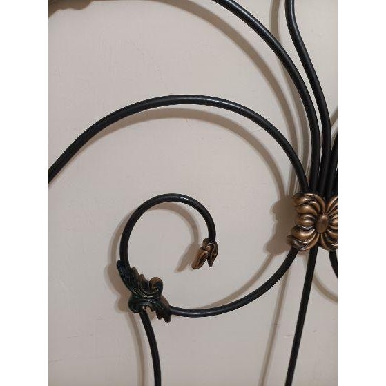 King Size Metal Headboard Black And Copper Enameled Finish Style: Traditional Color: Black/Copper Dimensions: 80" W x 61"...