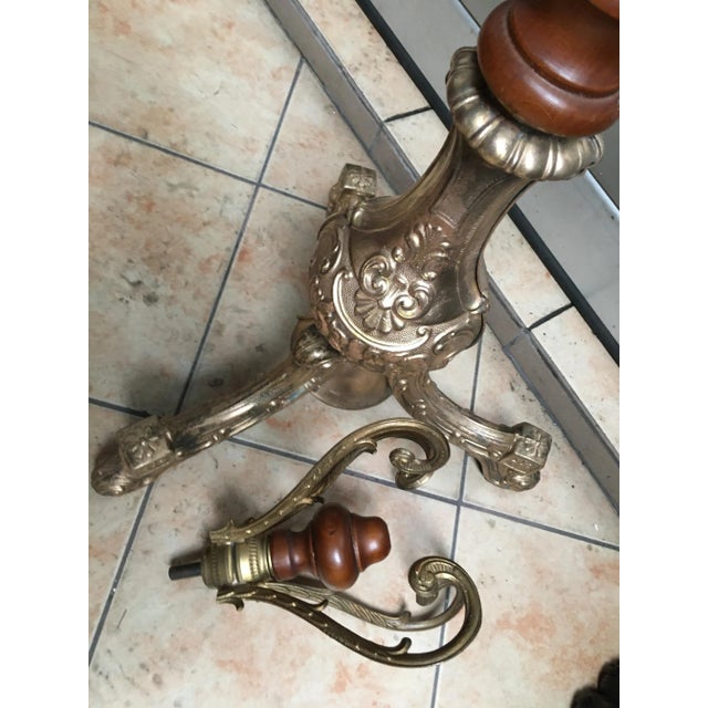 Brown Brass & Wood Coat Stand, 1950s For Sale - Image 8 of 18