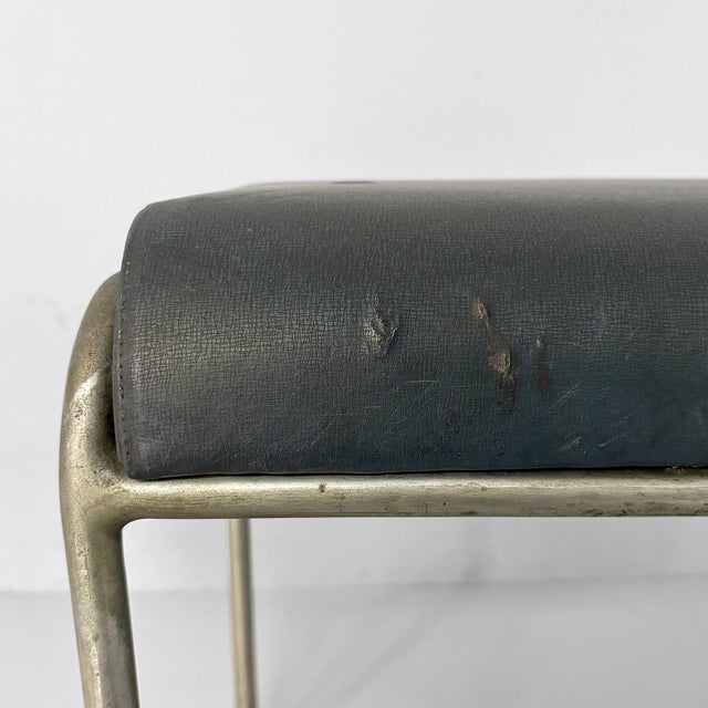 Italian Art Deco Stool in Metal and Faux Leather, 1930s For Sale - Image 10 of 16
