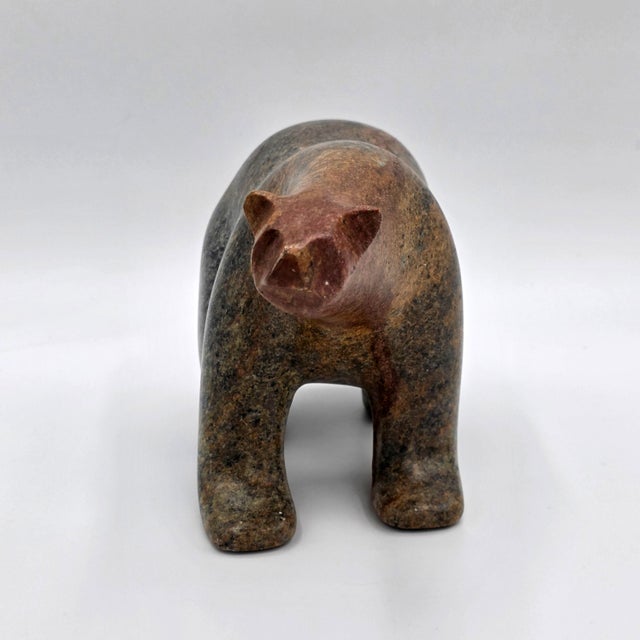 Contemporary Christopher Olivier Signed Carved Stone Bear Sculpture, 1998 For Sale - Image 3 of 10