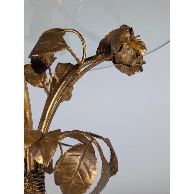 Mid-Century Modern Gilt Metal Floral Rose Side Table, 1970s For Sale - Image 10 of 18