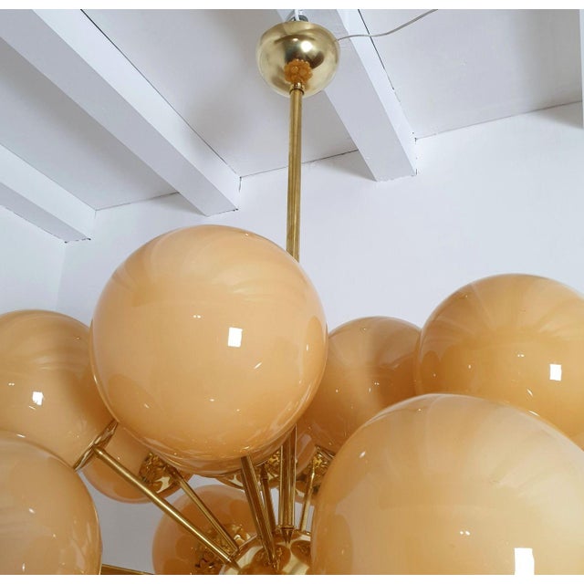1990s Large Mid Century Modern Amber Glass Sputnik Chandelier For Sale - Image 11 of 11