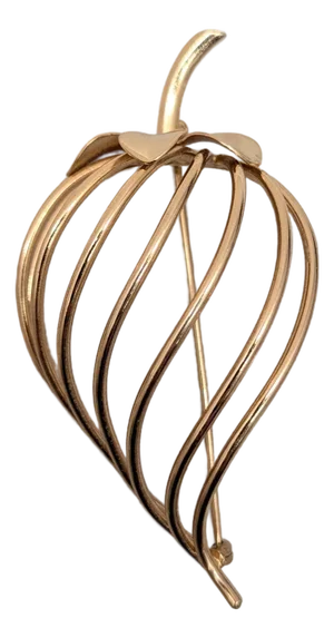 Vintage 1950s Signed Napier Modernist Goldtone Strawberry Brooch