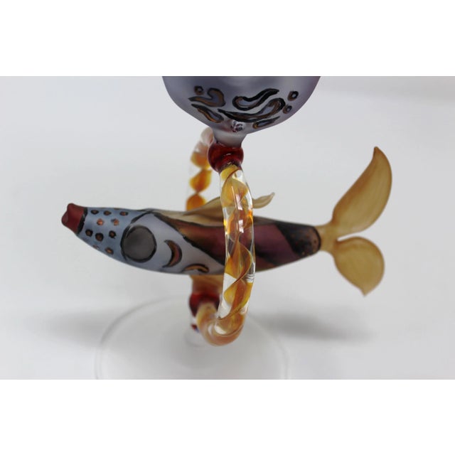 Elizabeth Mears is known for her unusual hand-formed glass creations. This creative chalice is very rare and perfect for...