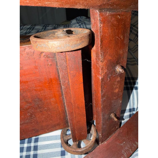 Antique Hand-Painted Carved Wood Rocking Horse on Wheels For Sale - Image 4 of 7