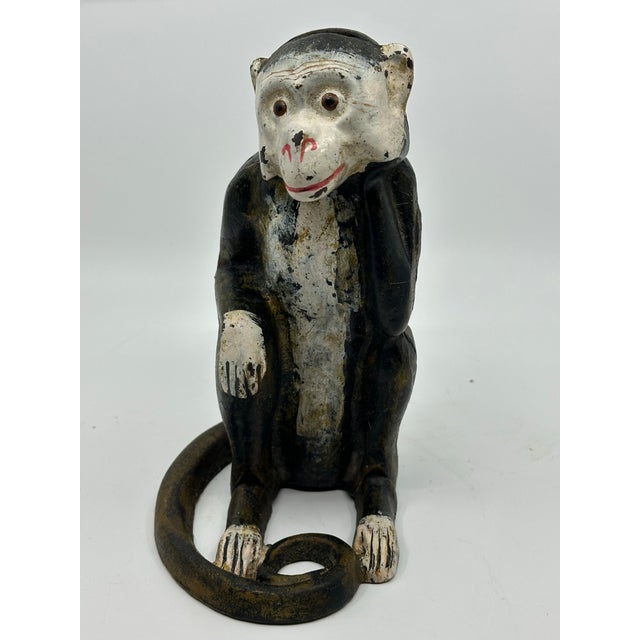 Brown Antique Iron Monkey Doorstop For Sale - Image 8 of 10