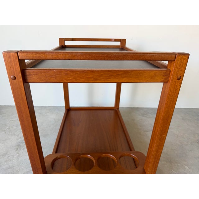 Mid-Century Danish Modern Teak Cocktail Trolley Bar Cart For Sale - Image 10 of 12