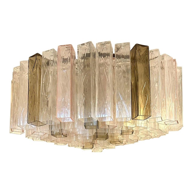 Pink and Fumé Murano Glass Square Flush Mount by Simoeng for Simoeng For Sale - Image 6 of 6