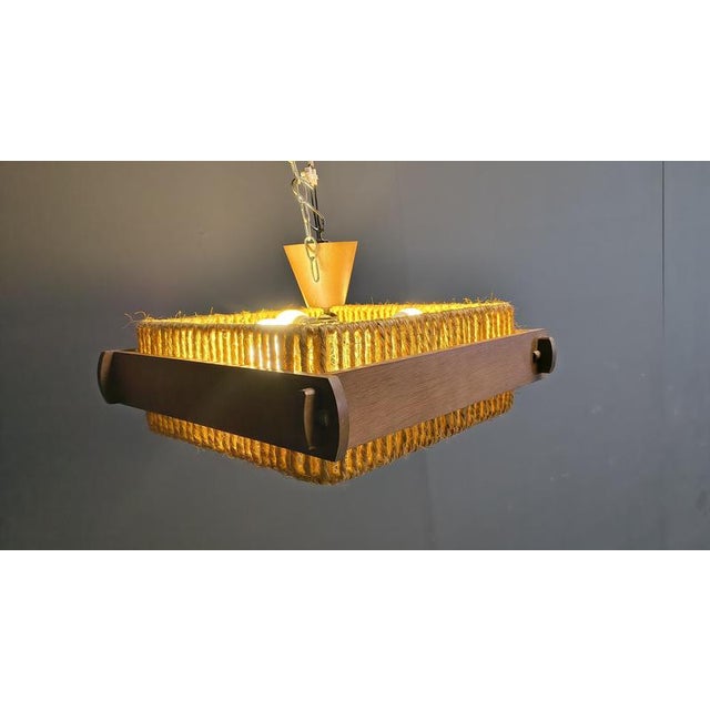 Raffia Bast, Wood and Acrylic Pendant Lamp from Temde, Switzerland, 1960s, Set of 2 For Sale - Image 9 of 12
