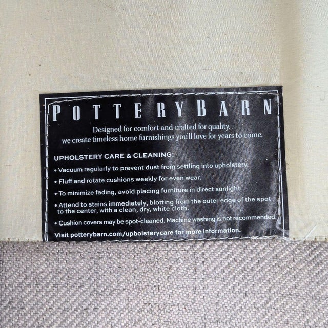 Pottery Barn Tallulah 3-Seat Neutral Sofa With Wooden Legs For Sale - Image 10 of 10