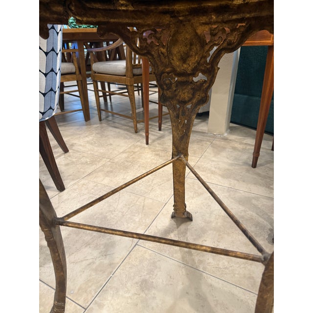 Late 19th Century Gilt Cast Iron Table With Marquetry Top For Sale In Los Angeles - Image 6 of 11